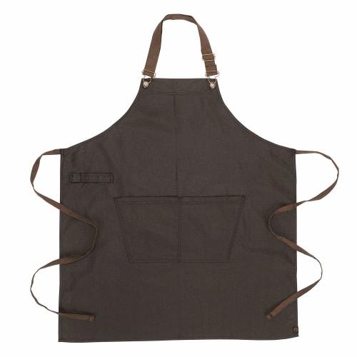 Chef Works Boulder Waxed Denim Look Bib Apron (Unisex) in Black/Brown