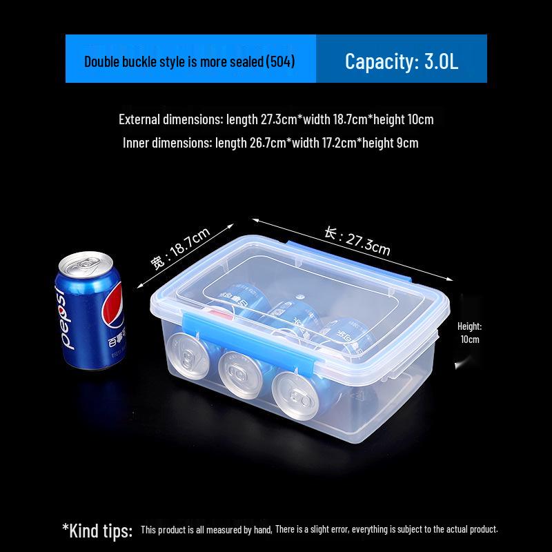 Rectangular Transparent Food-Grade Plastic Storage Box with Lid for Microwave and Refrigerator