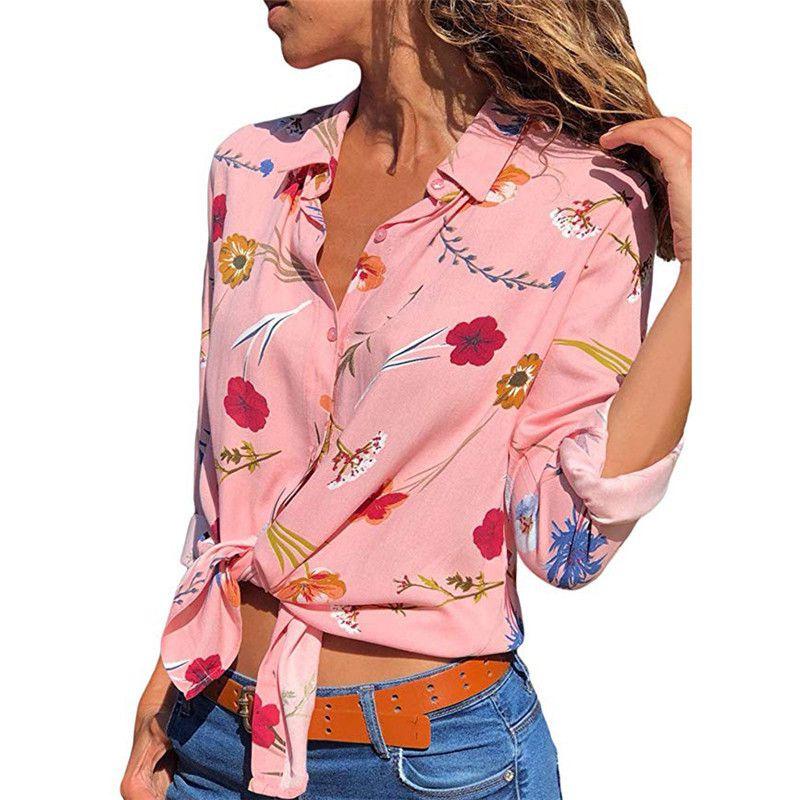 Women Autumn Striped Floral Long Sleeve Button V Neck T Shirt Casual Blouse Tops For Effortless Style And Comfort