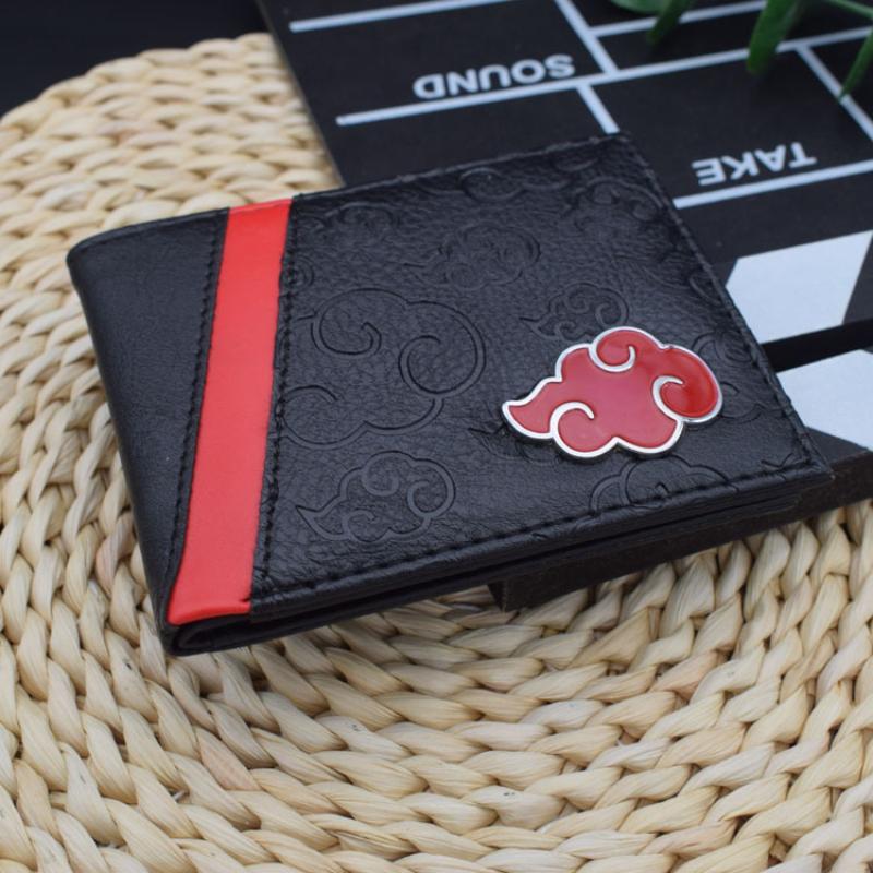 Naruto Sasuke Akatsuki organization red cloud cartoon wallet pu men's wallet card holder passport cover luxury birthday gift