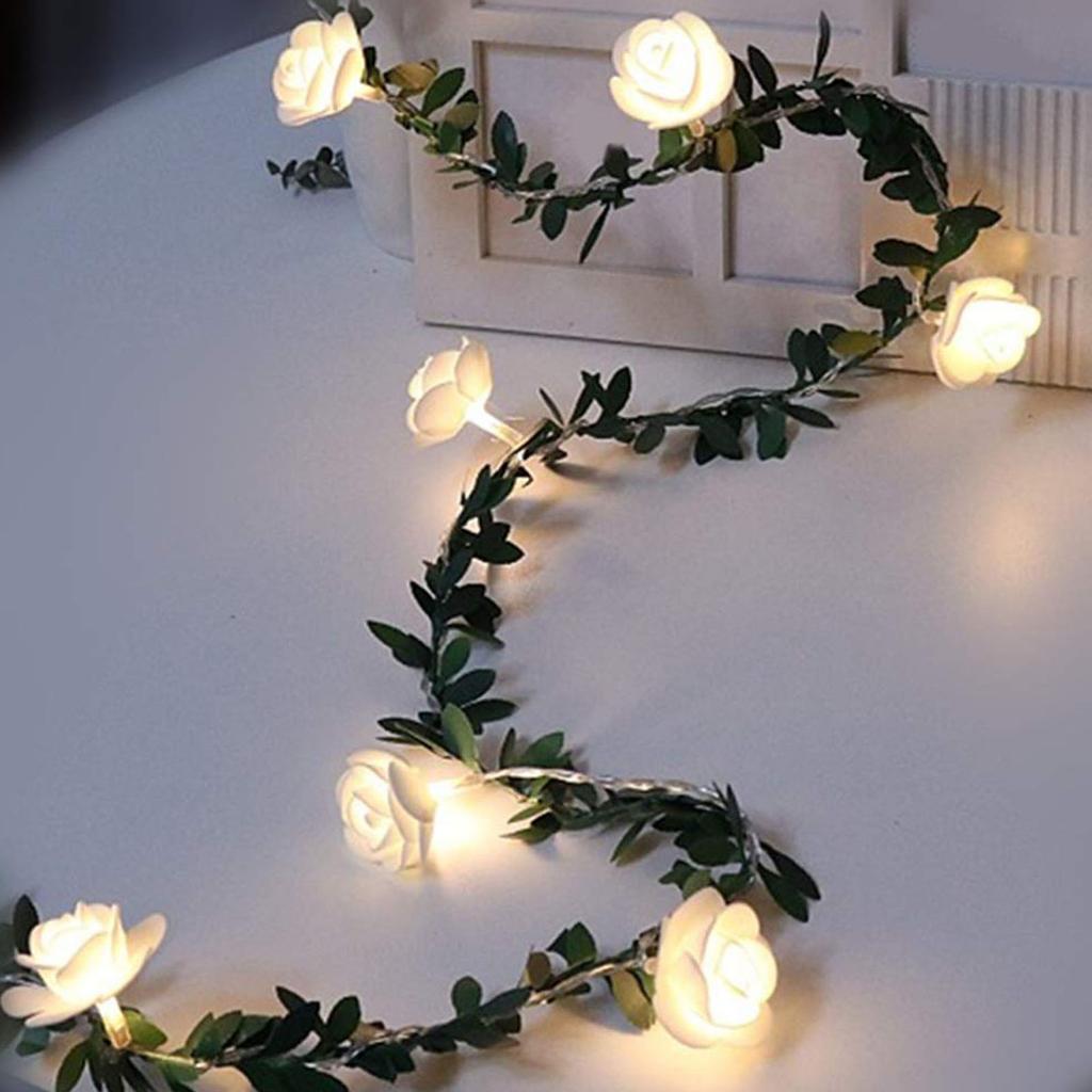 Romantic LED Rose Flower Garland String Light Simulated Wreath Decor For Valentine's Day Wedding Party DIY Ambient Lighting Gift