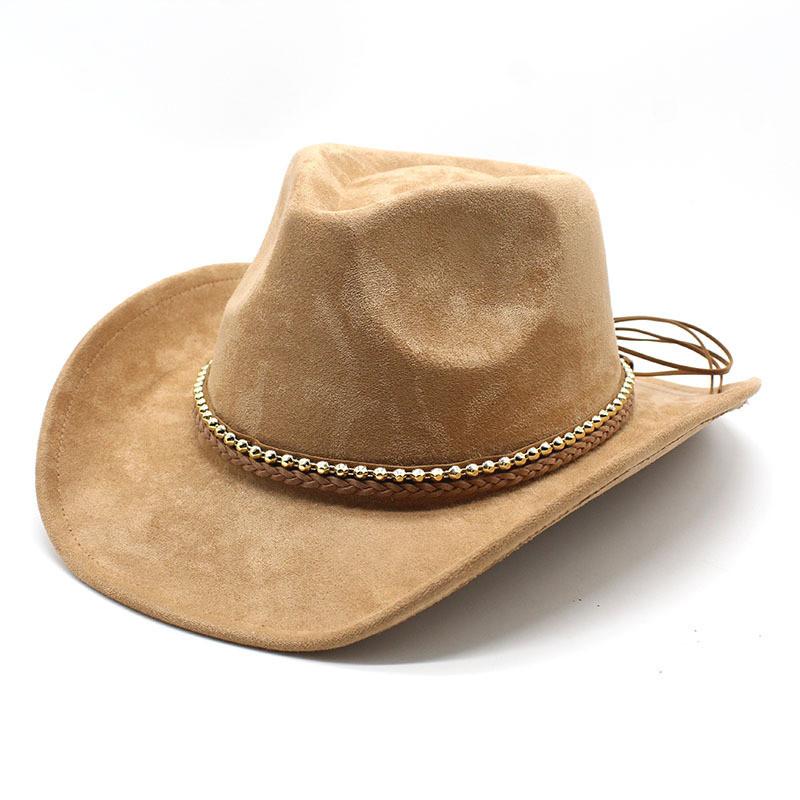 Western Cowboy Hat With Suede Leather For Men And Women In Folk Style