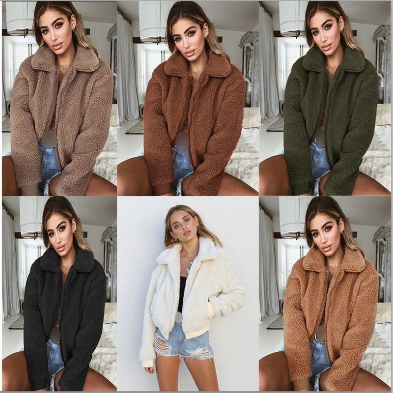 Gemütliche und modische Damen warme Teddybär-Taschen flauschige Fleece-Pelzjacke Mantel