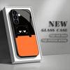 Cute black cat tempered glass phone case suitable for Samsung Galaxy S26 S25 S24 S22 S21 S20 FE/Ultra/Plus anti drop back cover