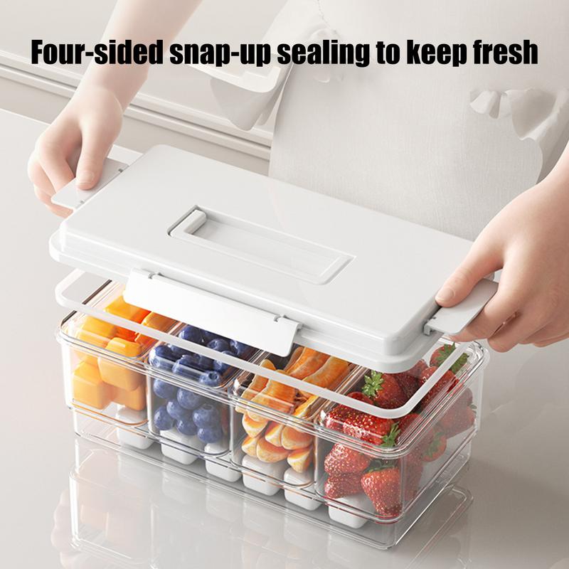 Portable Storage Basket Convenient Household Compartment Vegetable and Fruit Tray Food Grade Sealed Crisper with Lid