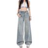 High-Waisted Rhinestone Wide-Leg Jeans for Women – Spring Loose, Drapey, Slimming, Floor-Length Versatile Pants