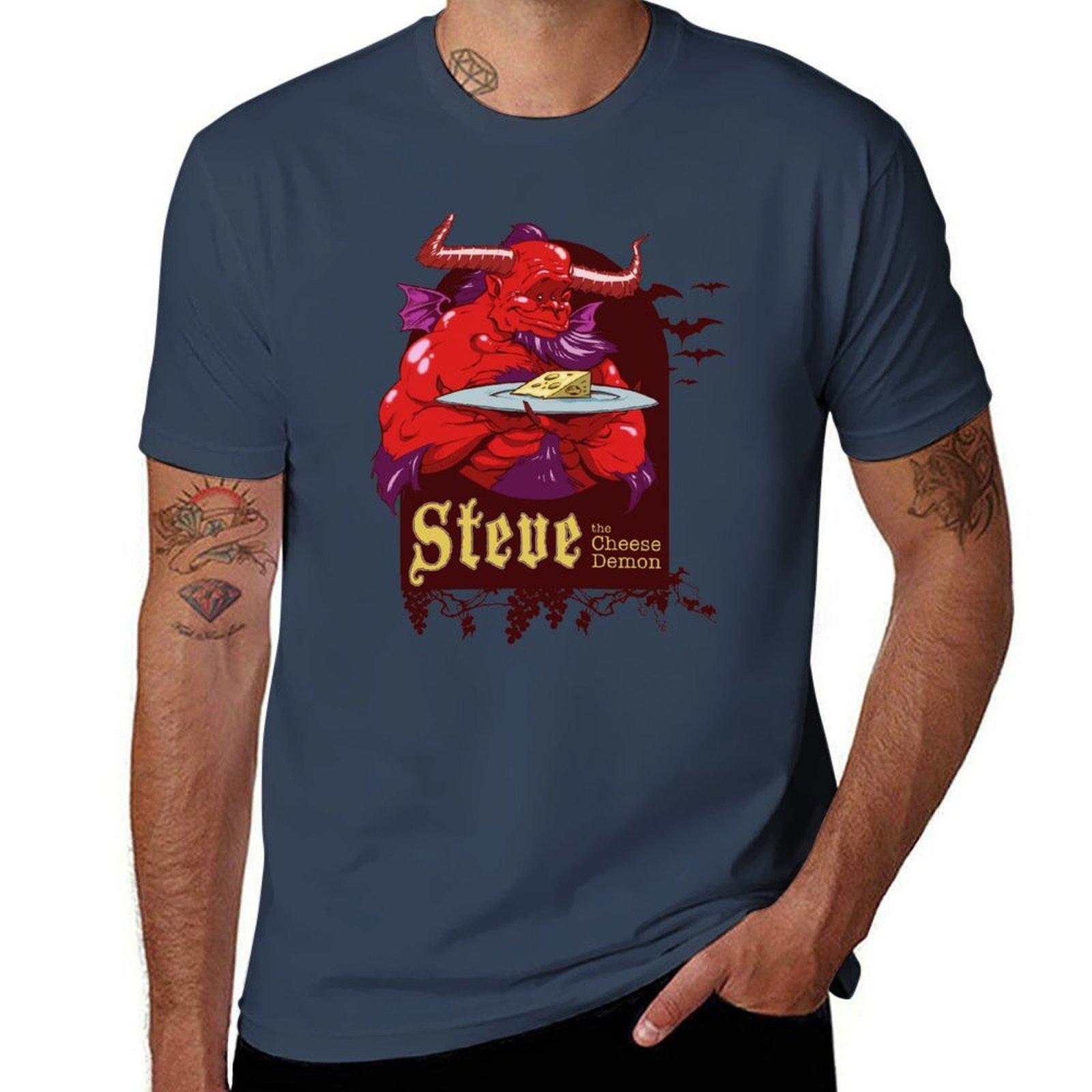 Steve The Cheese Demon Tshirt Basic Crew Neck Short Sleeve Top S
