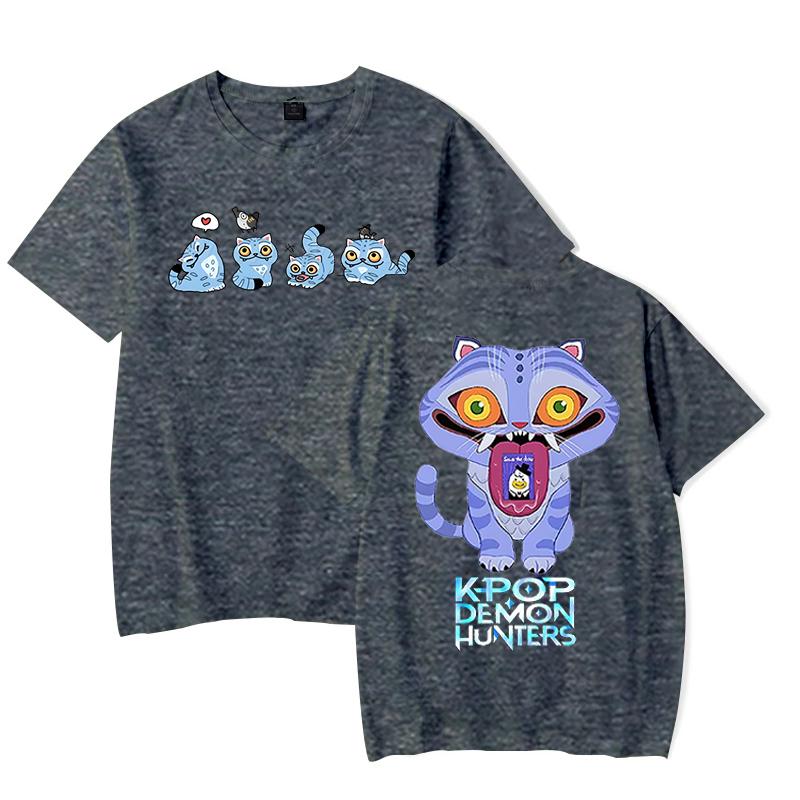 Derpy Tiger Kpop Demon Hunters Shirt for Women Summer Tops Anime K-Pop Demon Hunters T-shirt Harajuku O-neck Casual Shirt Gift