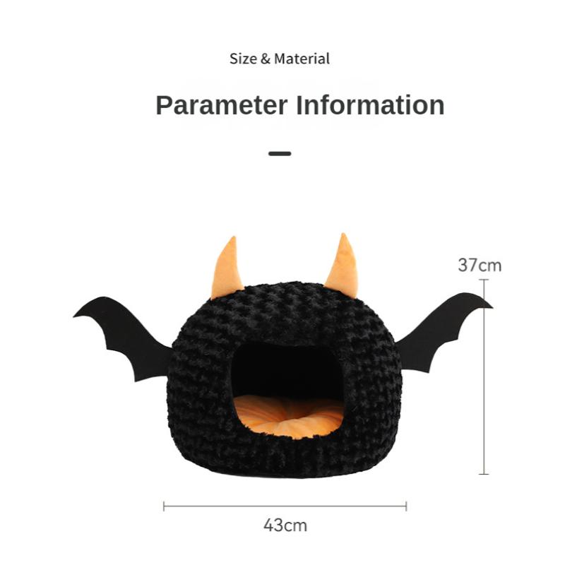 Arena para mascotas Halloween Diablillo Arena para gatos Gran espacio Completamente cerrado Otoño e invierno Calor Teddy Fadou Cachorro Perrera Casa para gatos