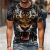Men's Animal Fierce Tiger Stripe T shirt 3D Print Short Sleeve T-shirt Outdoor Sports Top Oversized Casual Daily Streetwear