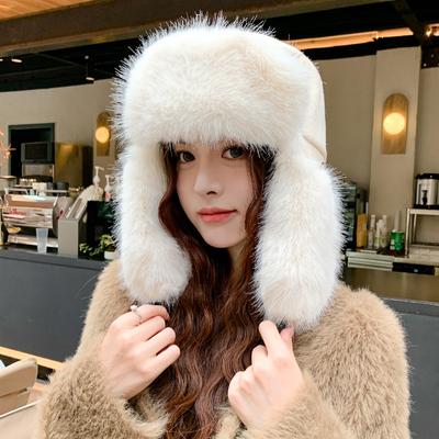 Lei Feng Hat Thickened Plush Hat Women'S Winter Warm Imitation Fur Cold Ear Hat