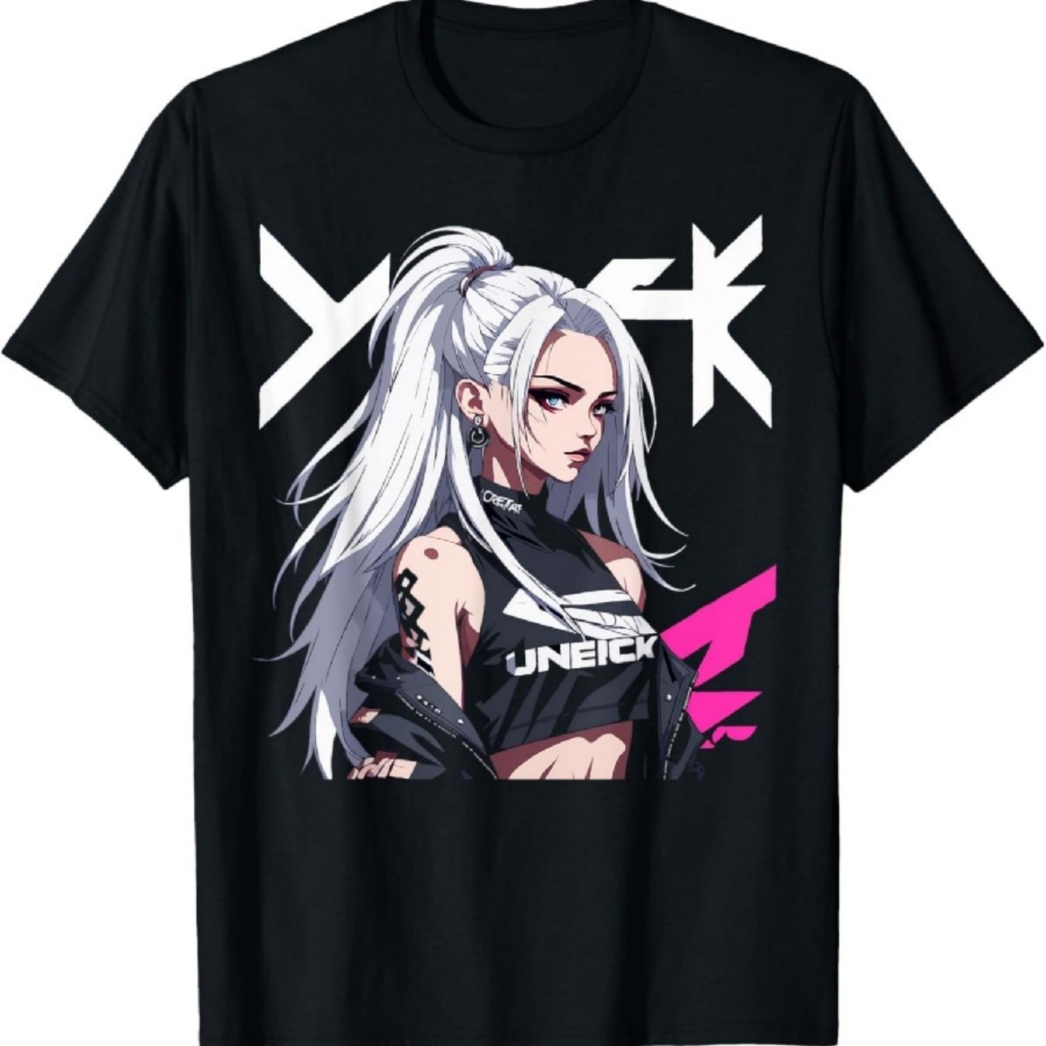 Sexy Waifu Otaku Anime Cyberpunk Girl Japanese T-Shirt S