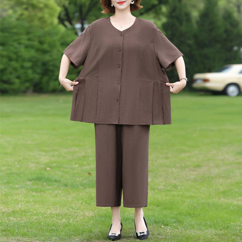 Women's Plus Size 2-Piece Casual Set, Short Sleeve Top & Elastic Waist Pants (3XL-7XL)