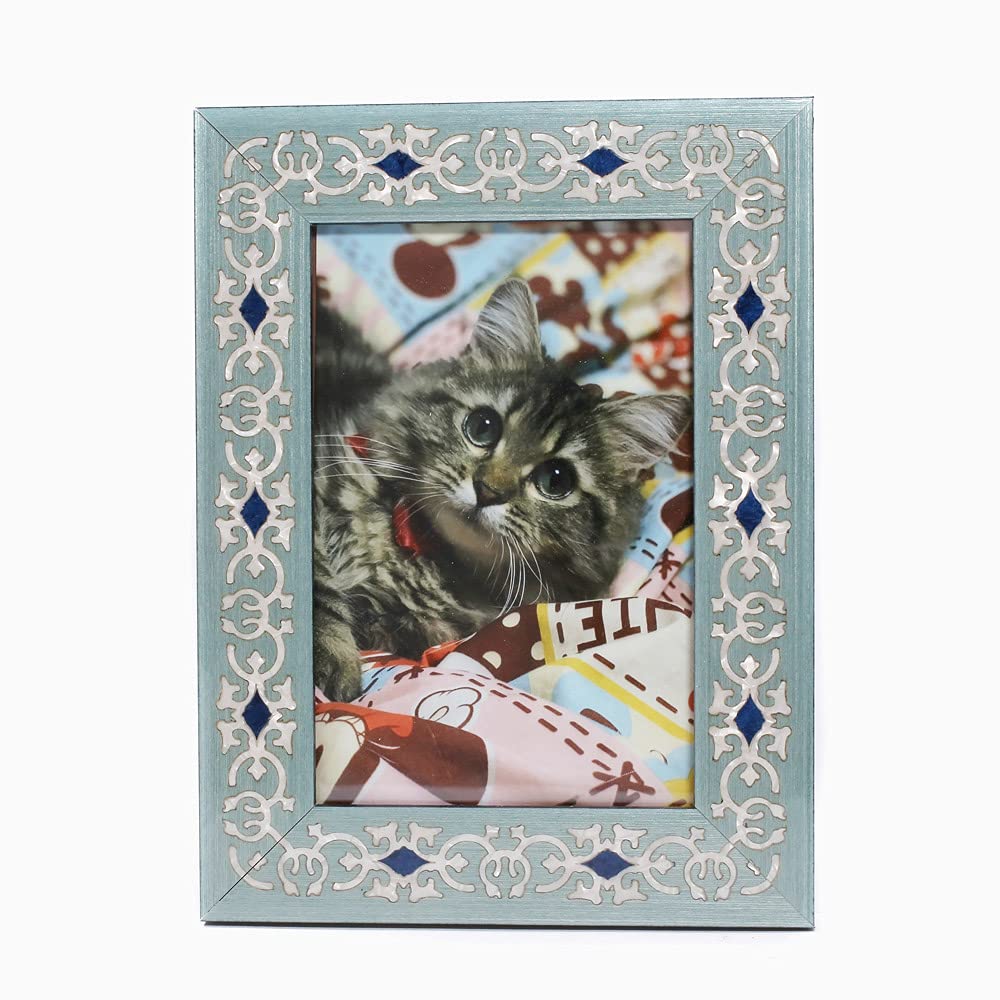 Natalini photo handmade in Bergamo moss for interior Italian-made frame, green, wooden, decoration.
