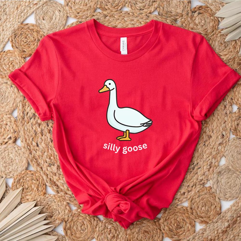 Silly Goose TShirt Cute Goose Short Sleeve Shirts Silly Goose University Shirt Funny Goose Tee Unisex Trendy Summer Casual Tops
