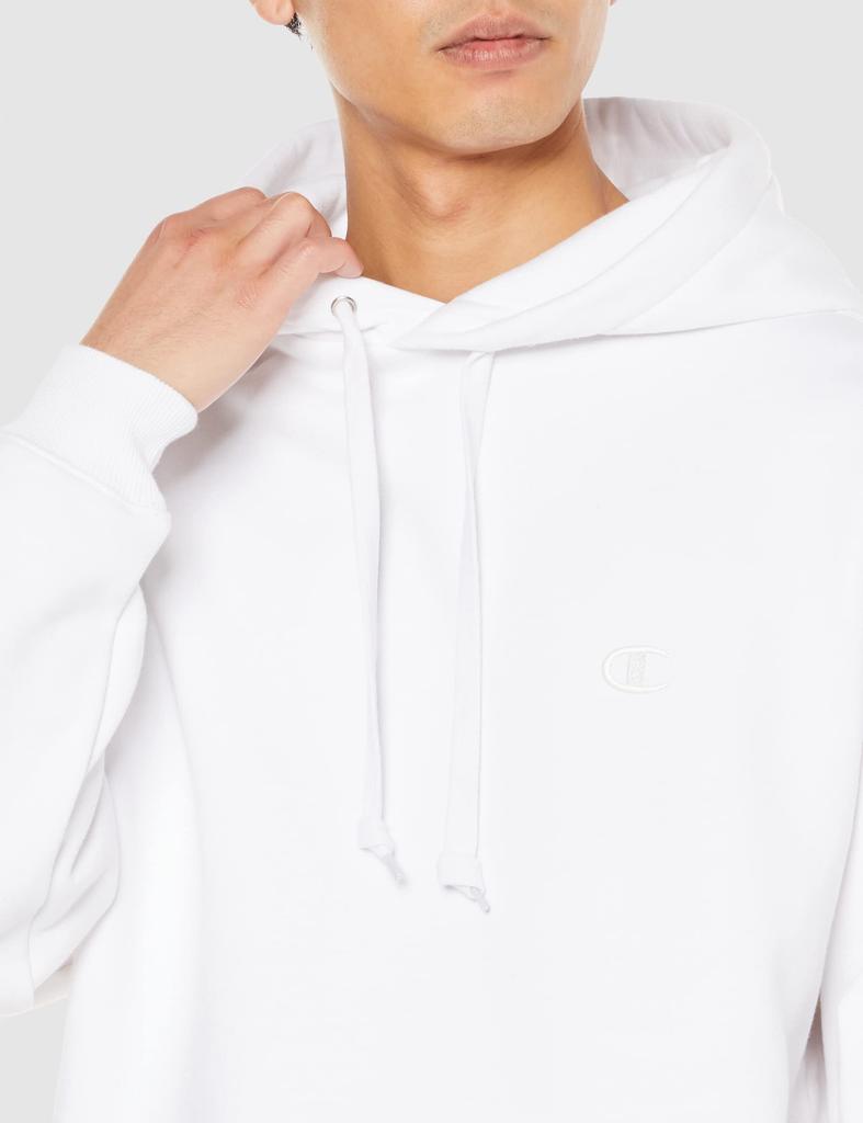 Champion Long Sleeve Fleece Hoodie with a Logo and Jock Oversized Corn Action Size Men's One-Point Tag, Hood, Style, White, XL, C3-W127