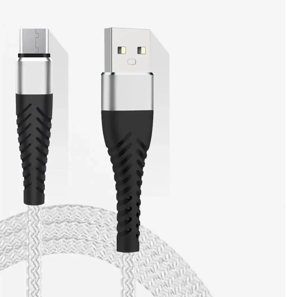 Плетеный USB Type‑C Кабель для быстрой зарядки Прочный устойчивый к изгибам USB‑A на USB‑C Зарядный шнур для Android-смартфонов USB Type C Кабель Type-C Зарядное устройство 0.25M белый