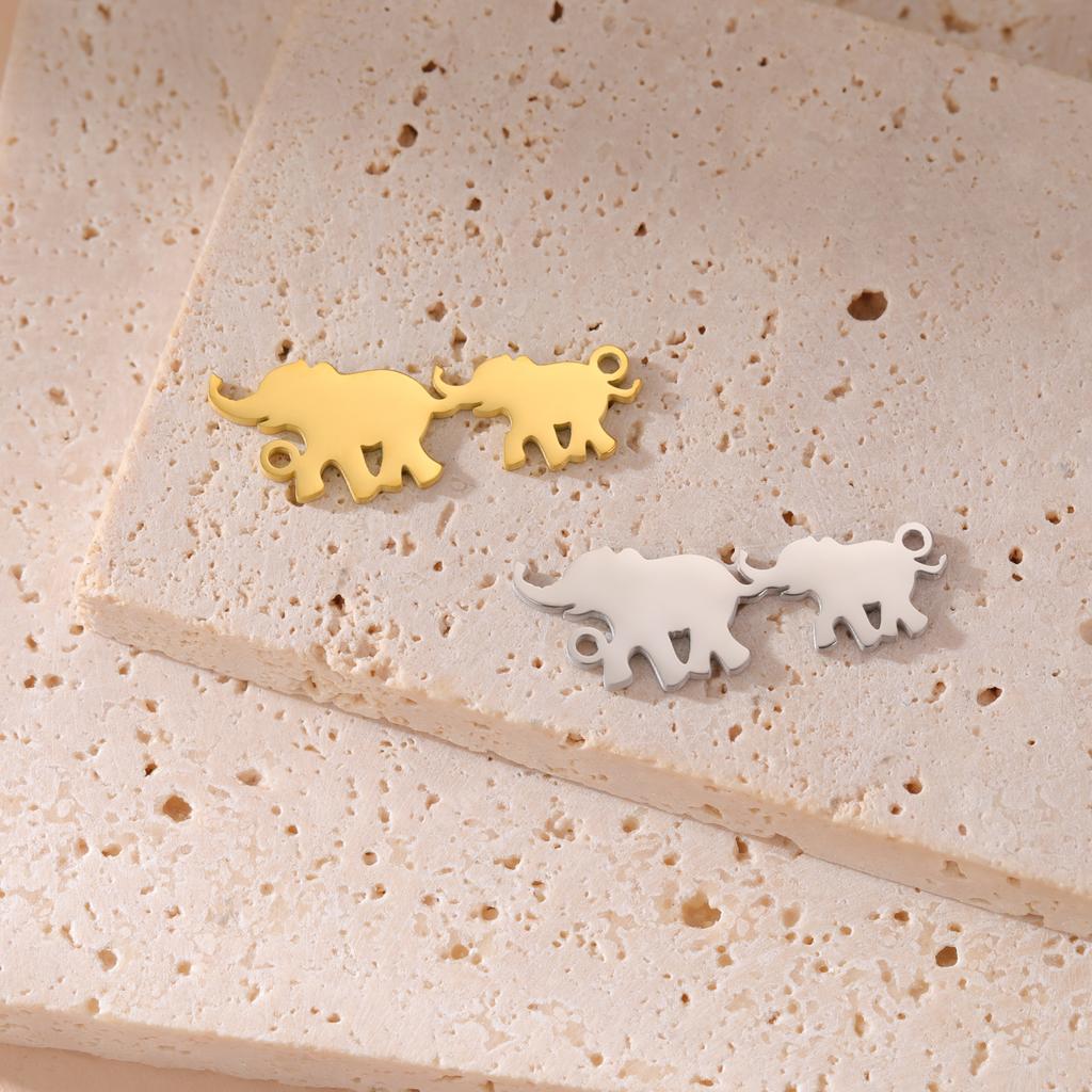 5pcs/lot Charms for Jewelry Making Stainless Steel Lotus Tulip Bicycle Elephant Pendant DIY Accessories for Bracelet Necklace