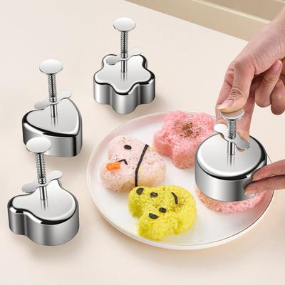 Stainless Steel Onigiri Mold Sushi Rice Ball Maker Round Star Flower Shape Bento Rice Press Food-Safe Kitchen Tool for Cakes Patties Salads