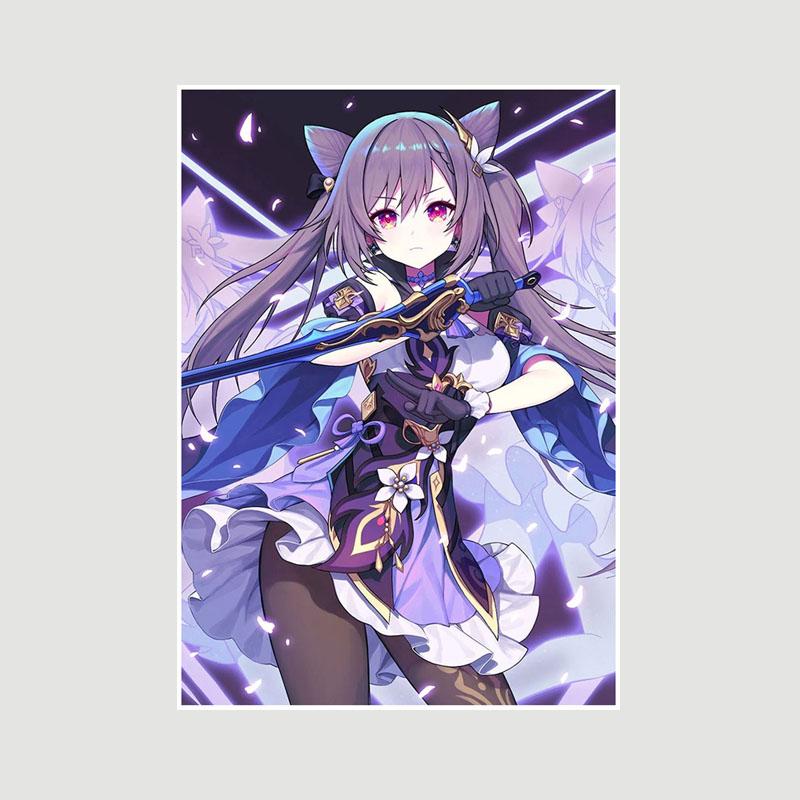 Genshin Impact Series Posters White Paper Anime Girl Poster Mural Home Decor Study Bedroom Bar Cafe Decoration Painting Wall Art Prints