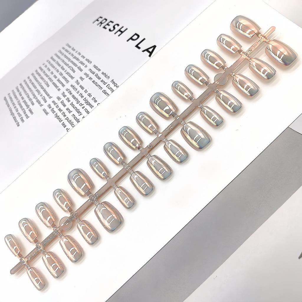 Aurora Cat-Eye Gradient Blush Electroplated Nail Tips