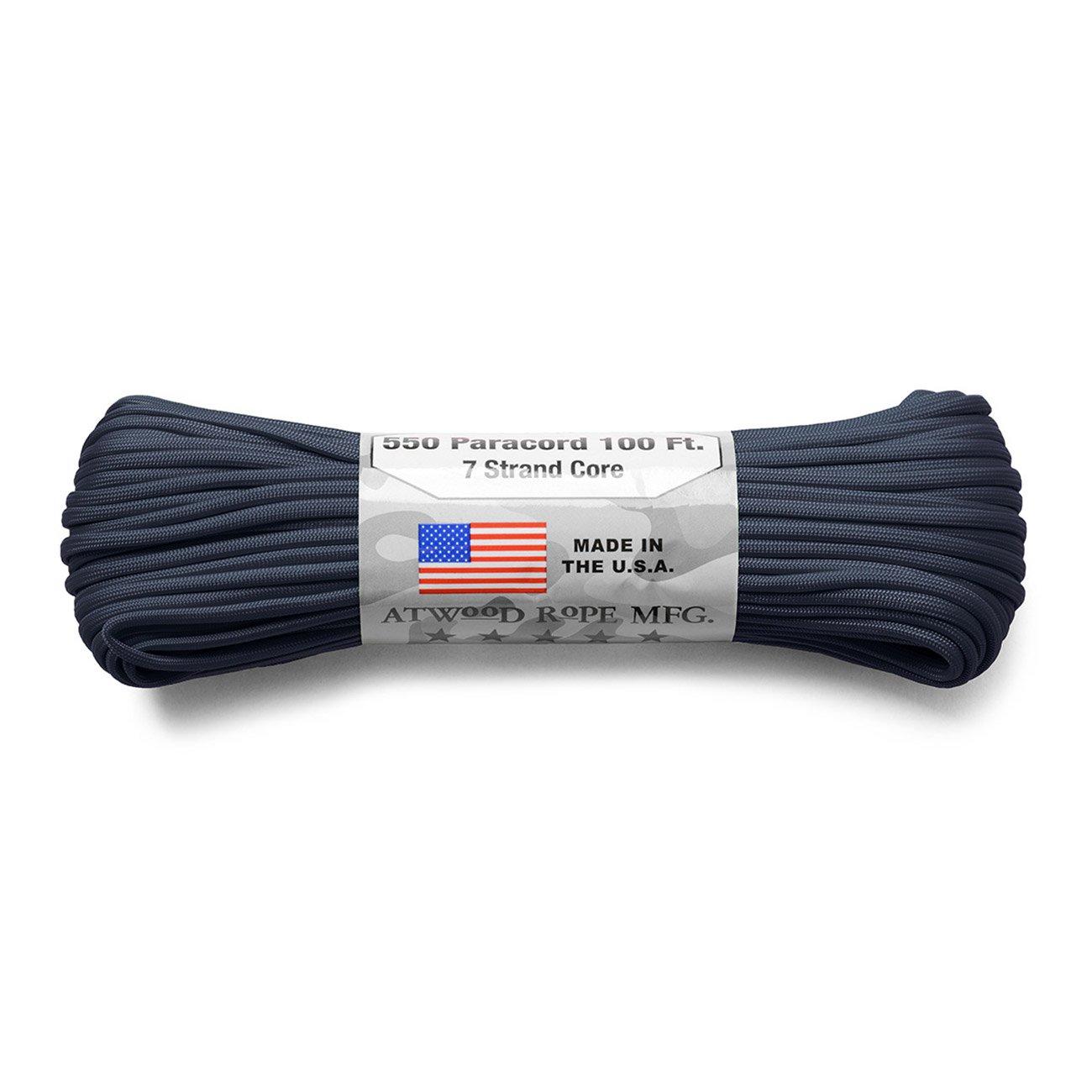 ATWOOD ROPE 550 фунтов Паракорд 100 футов СДЕЛАНО В США Паракорд 4 мм 3 мм 2 мм Многоцелевой Трос MFG. 7-жильный (NAVY)