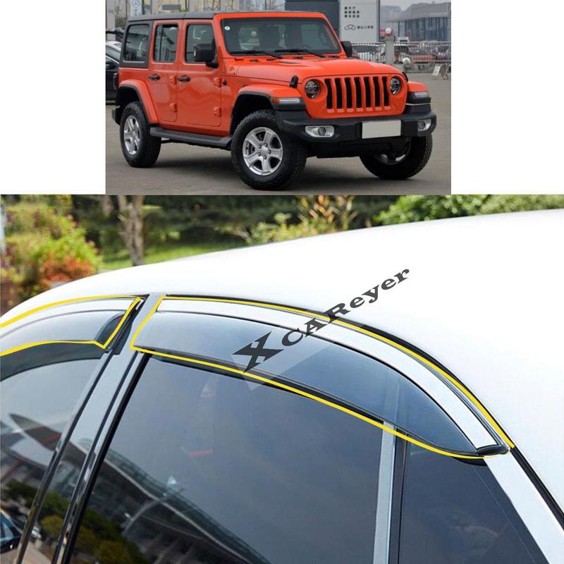 For Jeep Wrangler 2018 Car Body Styling Sticker Plastic Window Glass Wind Visor Rain/Sun Guard Vent Parts
