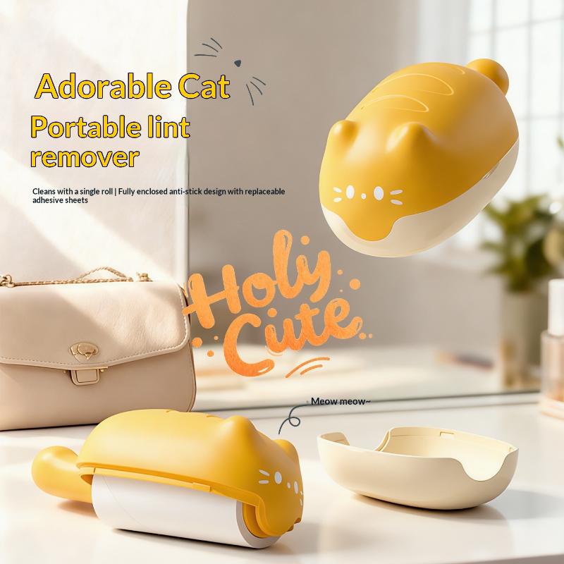 Cute Cat Portable Peel-off Pet Hair Remover Mini Outdoor Pet Hair Remover Roller Home Multi-functional Pet Hair Cleaner