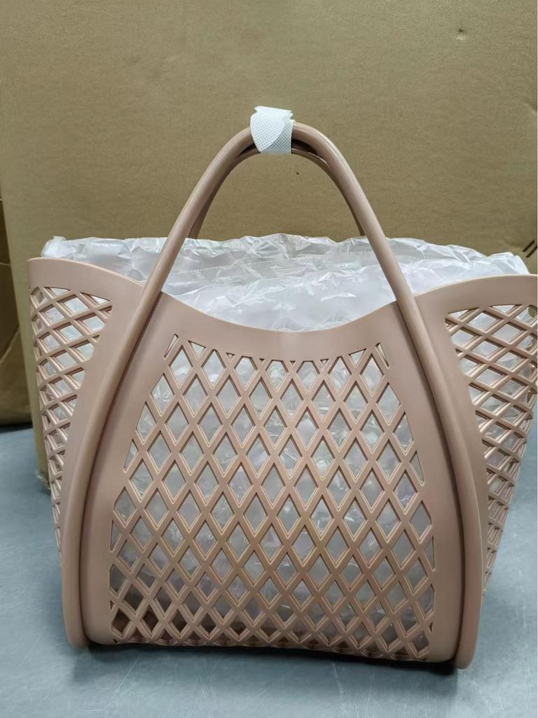 Bolsa de mão de gelatina de silicone: Design oco, multiuso para compras, piqueniques, praia, banho e vegetais.