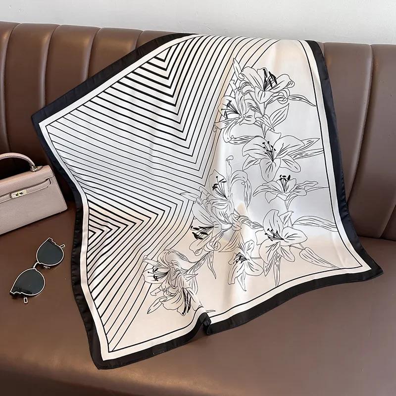 Fashion Scarves for Women Shawl Horse Print Silk Satin Hijab Scarf Female 70*70cm Luxury Brand Square Shawls Scarfs For Ladies