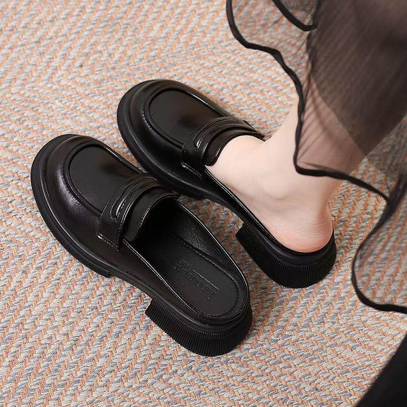 

Маленький человек увеличивает высоту сумки-головы полушлепанцы, женские осенние новые шлепанцы на толстом каблуке без задника 40 чёрный