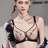 French Letter Embroidery Semi-transparent Mesh Heart Cup Bra Light and Thin Breast-revealing Small Memory Wire Support Bra
