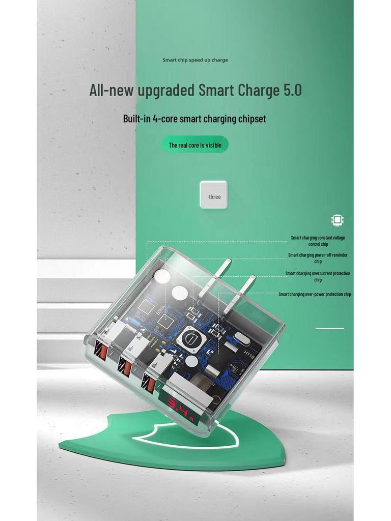 Digital Display Multi-Port Fast Charger for Vivo, Huawei, Xiaomi, Apple