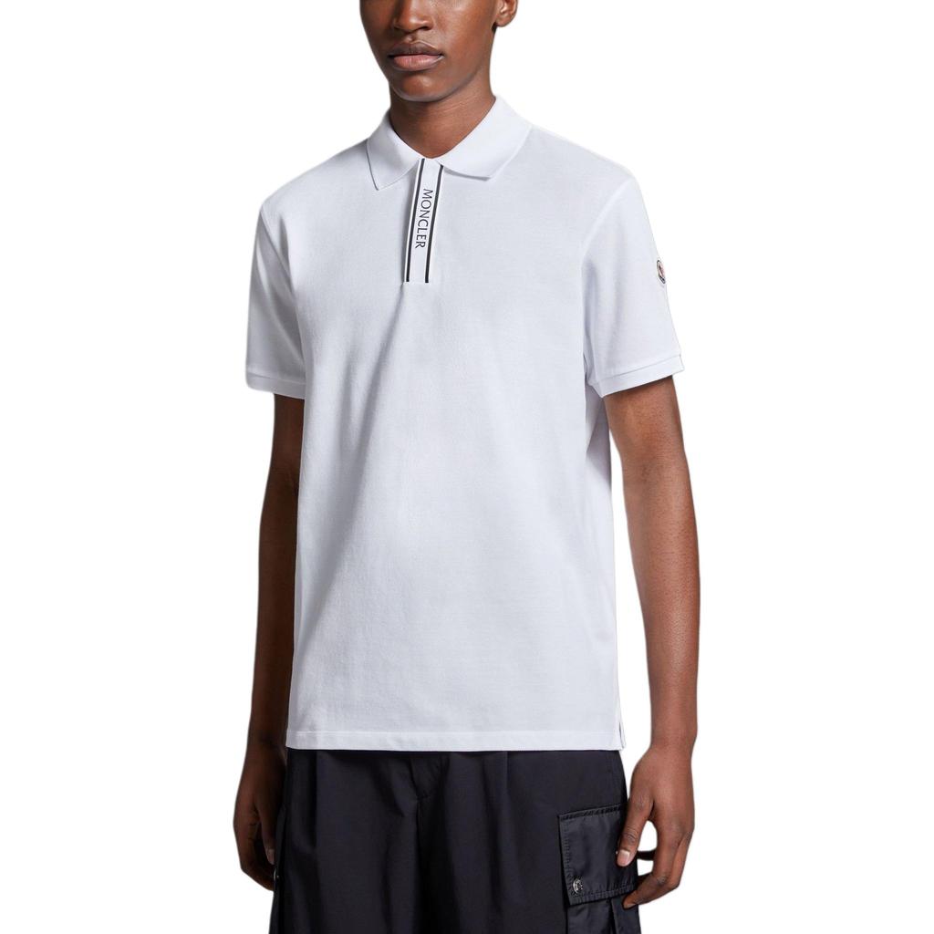 Moncler SS24 Knitted Collar Logo Pattern Short Sleeve Polo Shirt Men Polo Shirts Optical-White J10918A0000289A16002