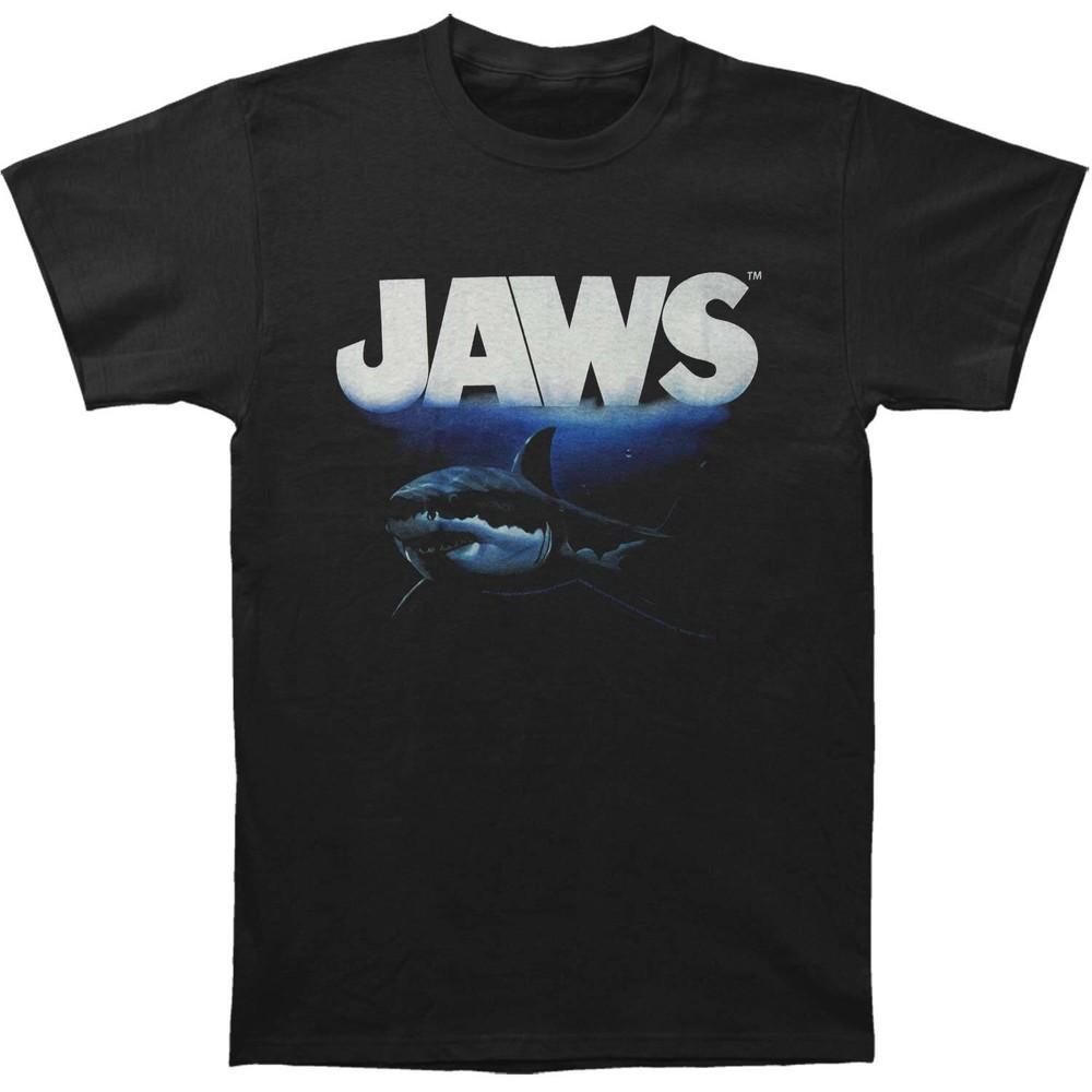 Mens Jaws Deep Blue Sea Slim Fit T-shirt Small Black L