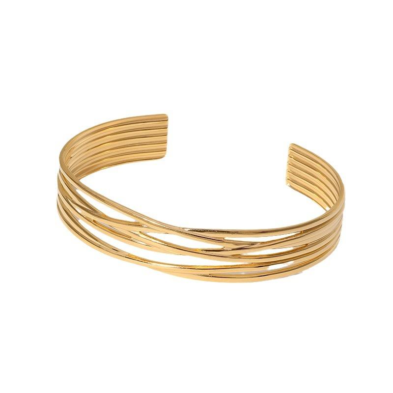 Bracelet en acier titane pour femmes, polyvalent, ouvert en acier inoxydable, créatif, fait à la main, bracelets simples, bijoux ouverts, cadeaux