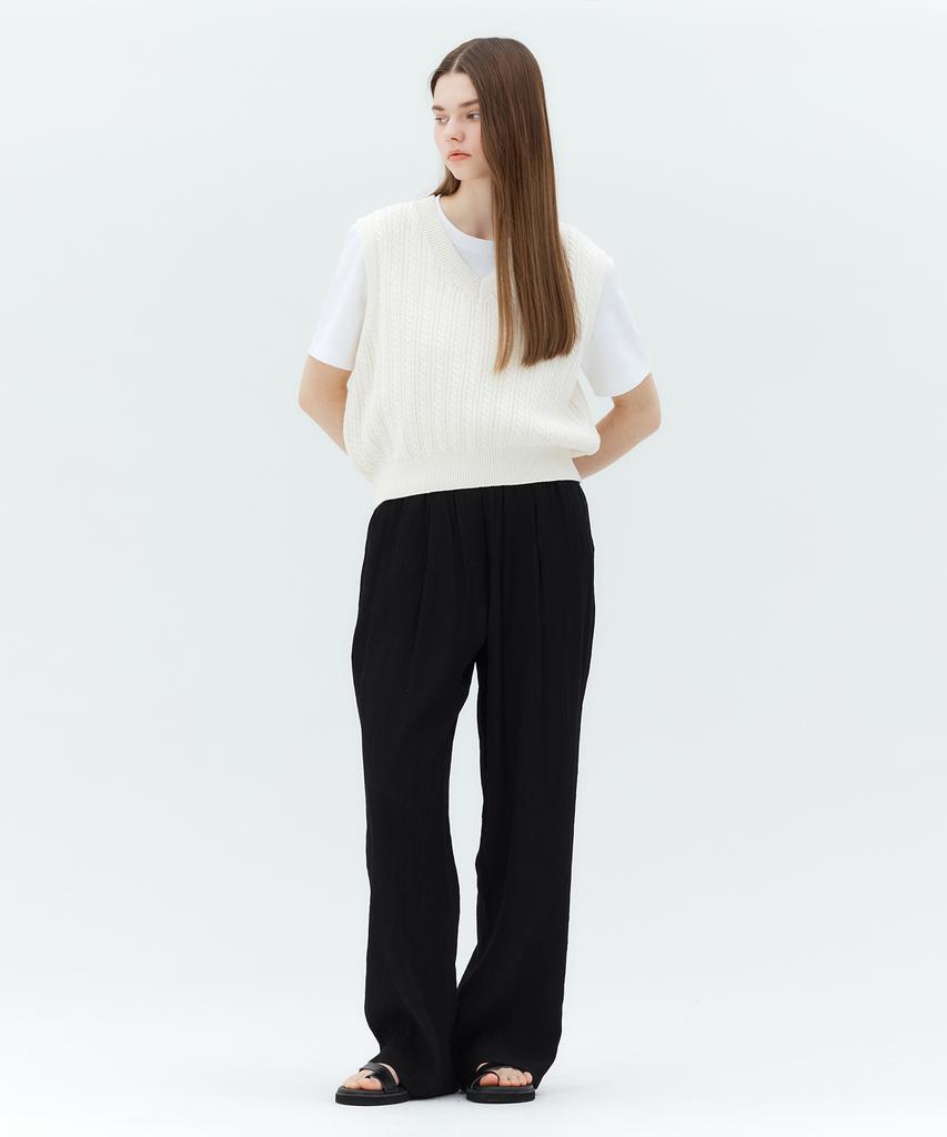 MIND BRIDGE WOMEN [W] Wide Pleated Fabric Full Elastic Waist Pants Mypt3216