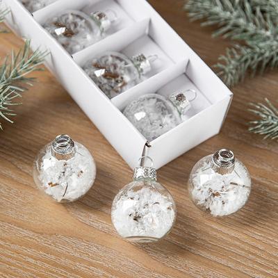 Festive Hanging Decor Glass Transparent Star Pendant Crystal Glass Ball 4cm Christmas Ball Decoration For Holiday Accent