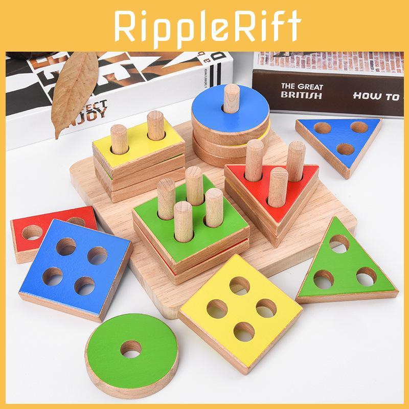 Wooden Geometric Shape Matching Learning Blocks For Preschool Kids