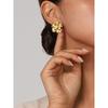 French niche design sense metal flower earrings fashion temperament elegant 18k gold five-petal flower titanium steel earrings