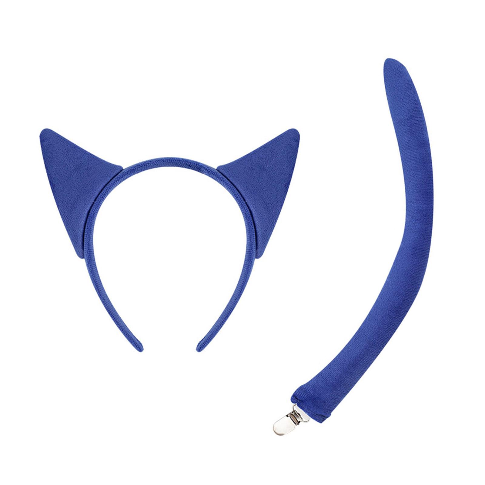 

Fashionable Blue Cats Ears Headpiece Soft Headpieces Cartoon Hariband for Themed Occasion Role Play Accessories