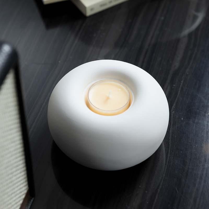 Ceramic Candle Holder Round Stick Candlestick Scented Candle Stand Matching Cup Candle Stick Holder Home Decoration Accessories