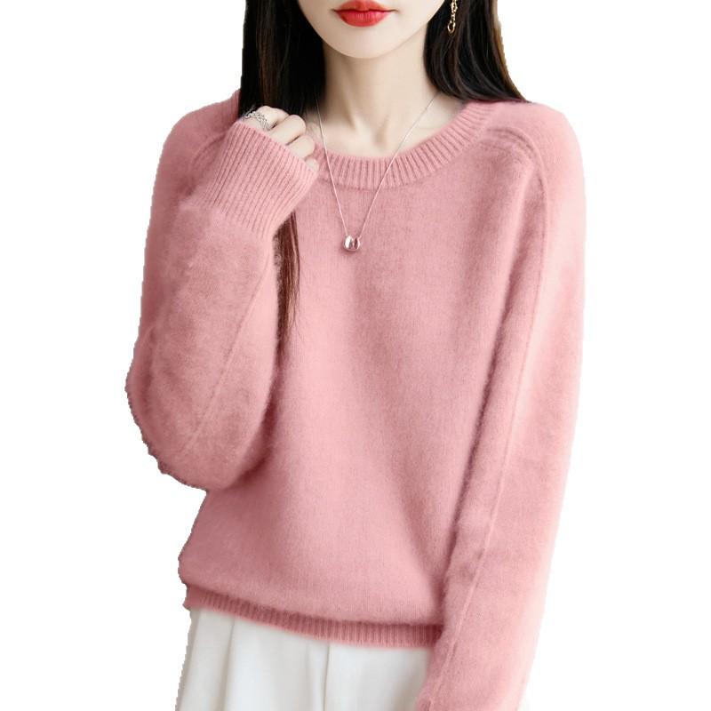 2025 Autumn/Winter Women's Round Neck Wool Knit Sweater, Loose Fit, Long Sleeve, Versatile Fashion Top