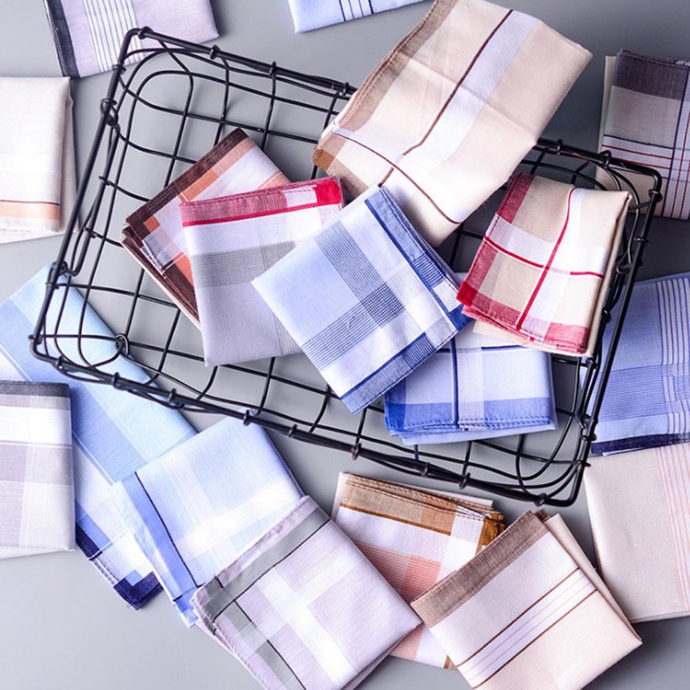 3ks/sada Módní kostkované kapesníčky s proužkem Pocket Square Pro staré muže Klasický měkký bavlněný oblek Pocket Square