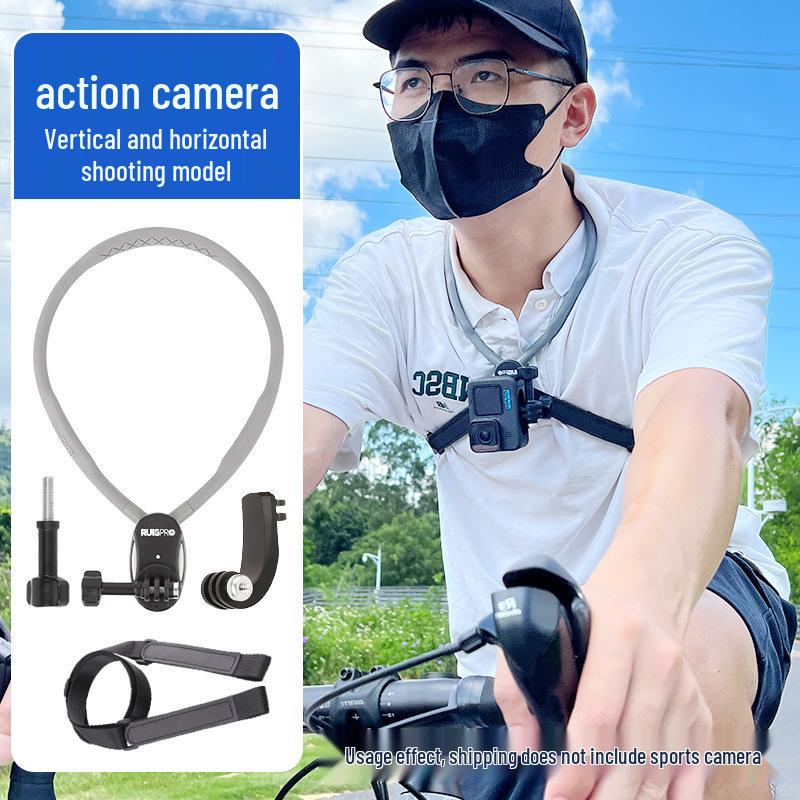 Neck-Mounted Sports Camera and Phone Holder for Cycling