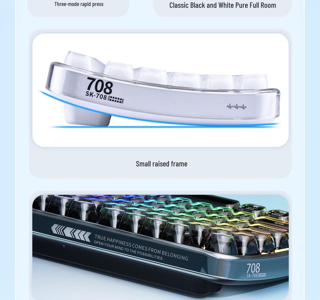 Crystal Arc RGB SK-708CDM Wireless Bluetooth Tri-Mode Keyboard