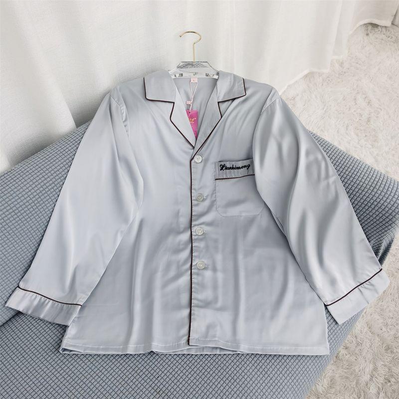 Summer Dream Silk Pajamas Men's Suit Summer Long-Sleeve Couple Thin Real Silk Home Wear Spring and Autumn Men