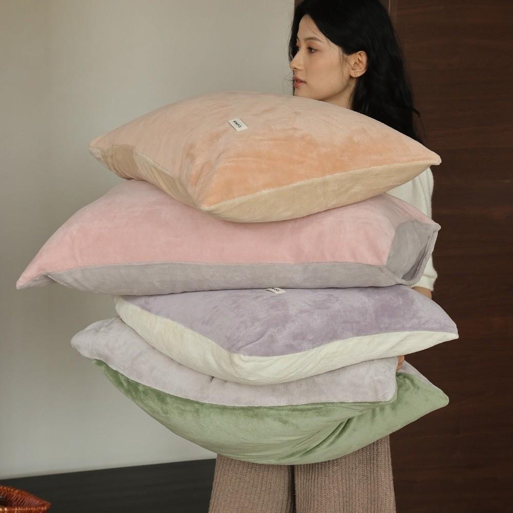 2PCS Soft Milk Velvet Pillowcase Comfortable Pillow Case Simple Pillowcase Autumn and Winter