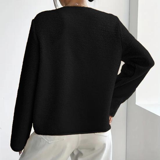 Women's Open Front Fleece Jacket Long Sleeve Cardigan Coat Soft Fuzzy Sherpa Jackets Fall Casual Warm Outerwear