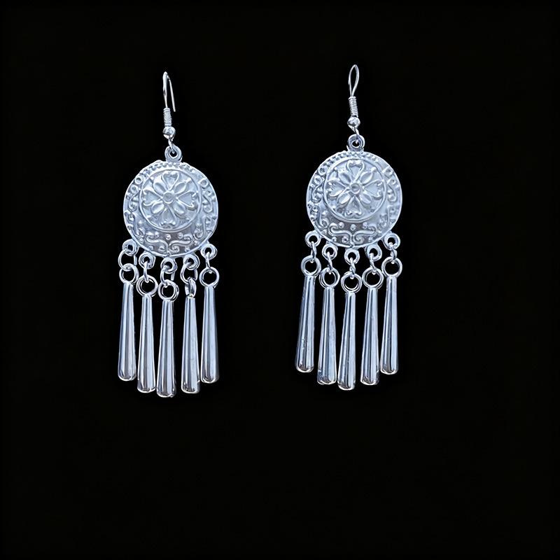 Ethnic style earrings Alloy silver-plated Miao ethnic minority Dong Yi earrings Earrings